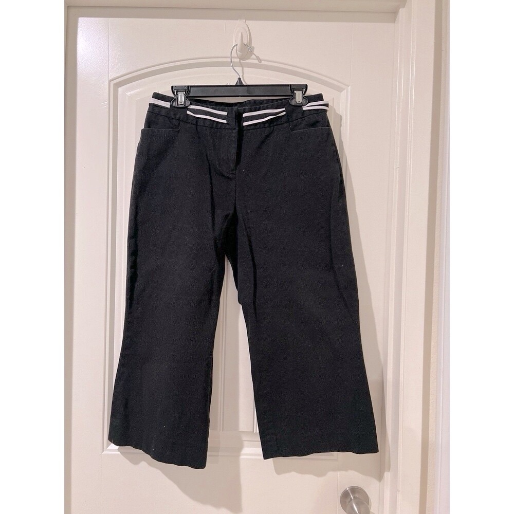 Philosophy Republic Women’s Blue Cropped Culottes Striped Belts Wide Leg Cotton